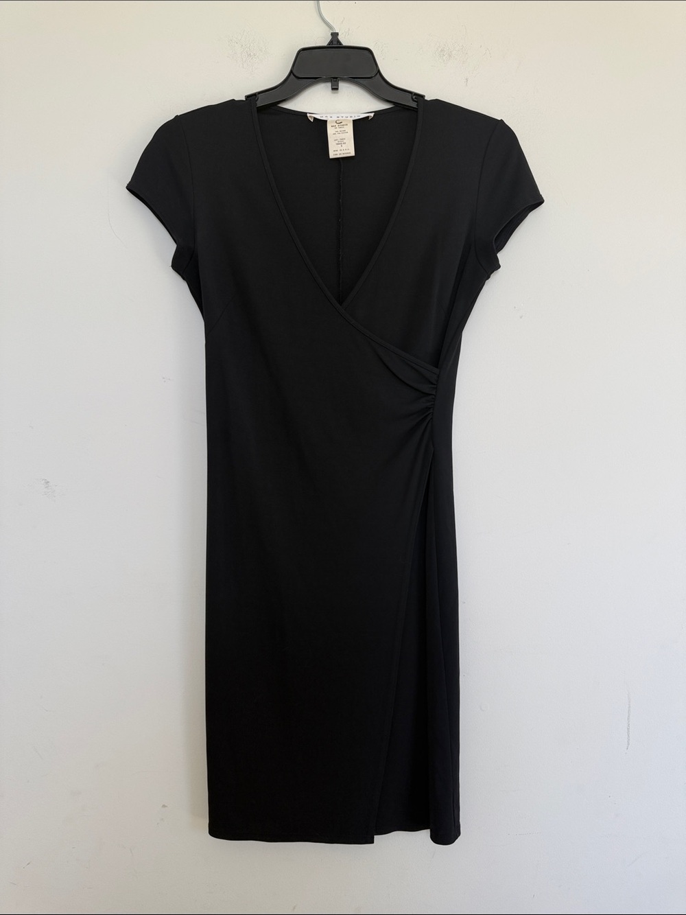 Max Studio Black Faux-Wrap Midi Dress